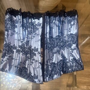 Blue and Black Floral Corset